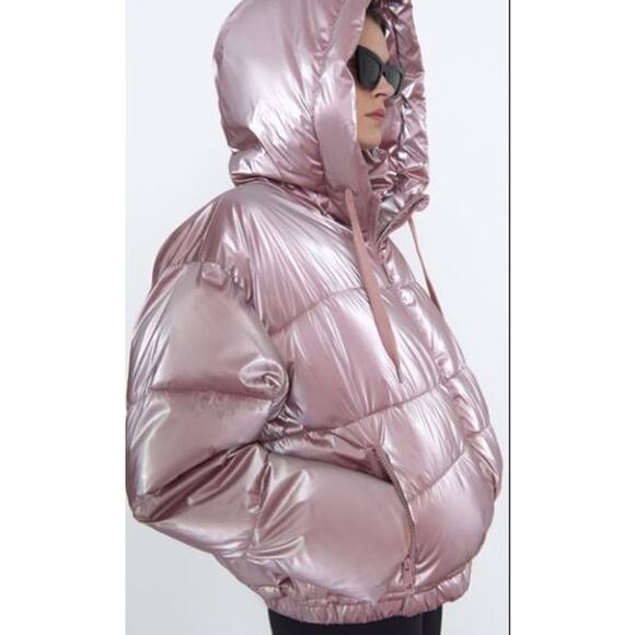 Metallic Pink Puffer Jacket - Picture 5 of 12